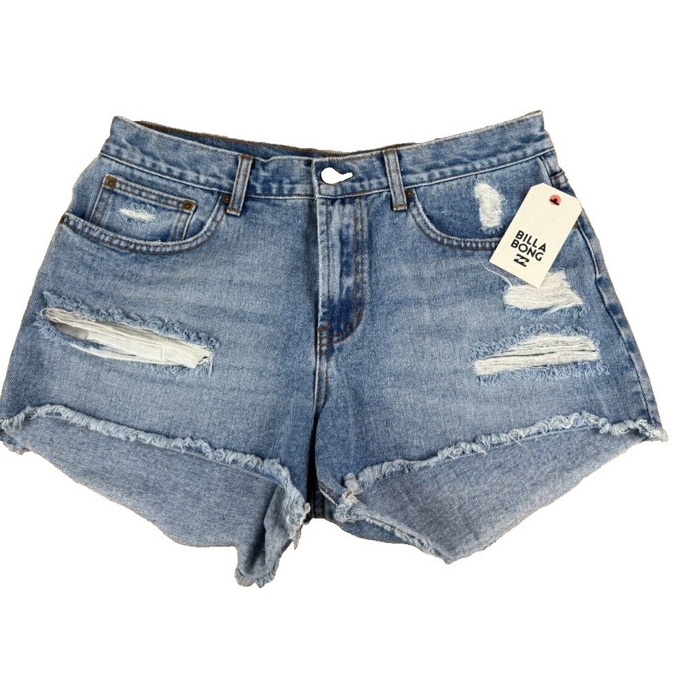 Billabong Womens Distressed Denim‎ Cut-Off Shorts Light Wash Size 30x3 NEW
